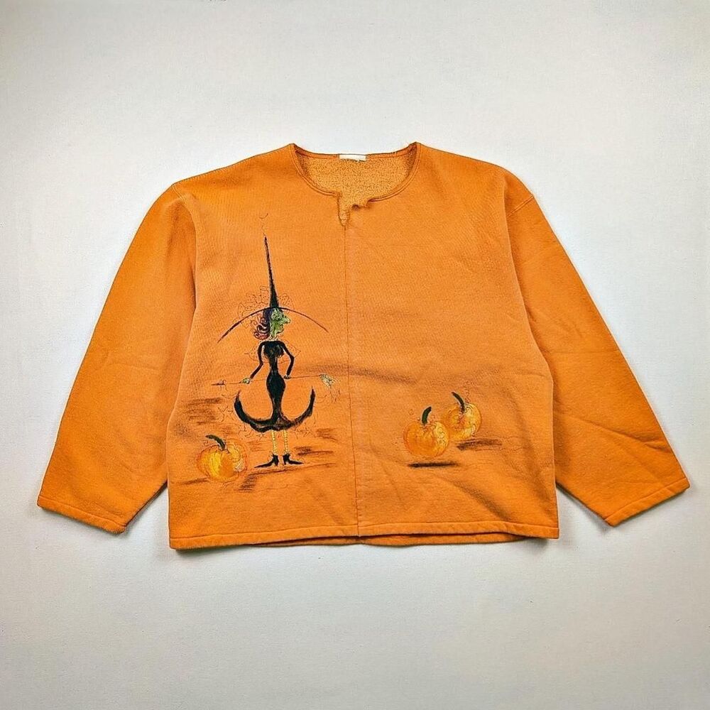 Vintage Wicked Witch Orange Halloween Crewneck Cynthia Erivo Ariane Grande Large